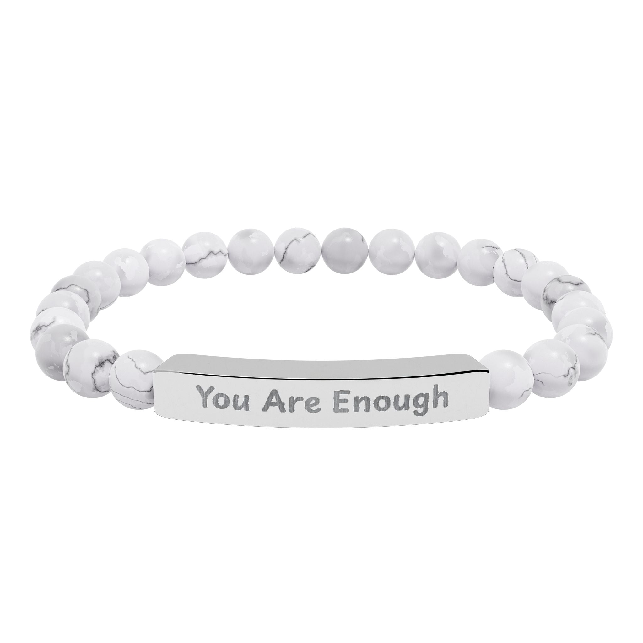 Engraved 'You Are Enough' Natural Stone Stretch Bracelet