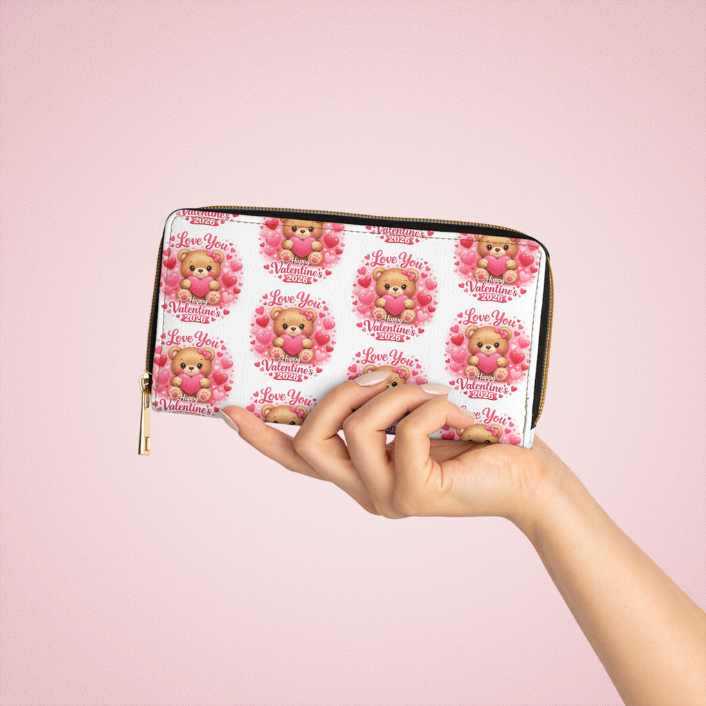 Valentine's 2026 Zipper Wallet — "Love You" Small Leather Wallet