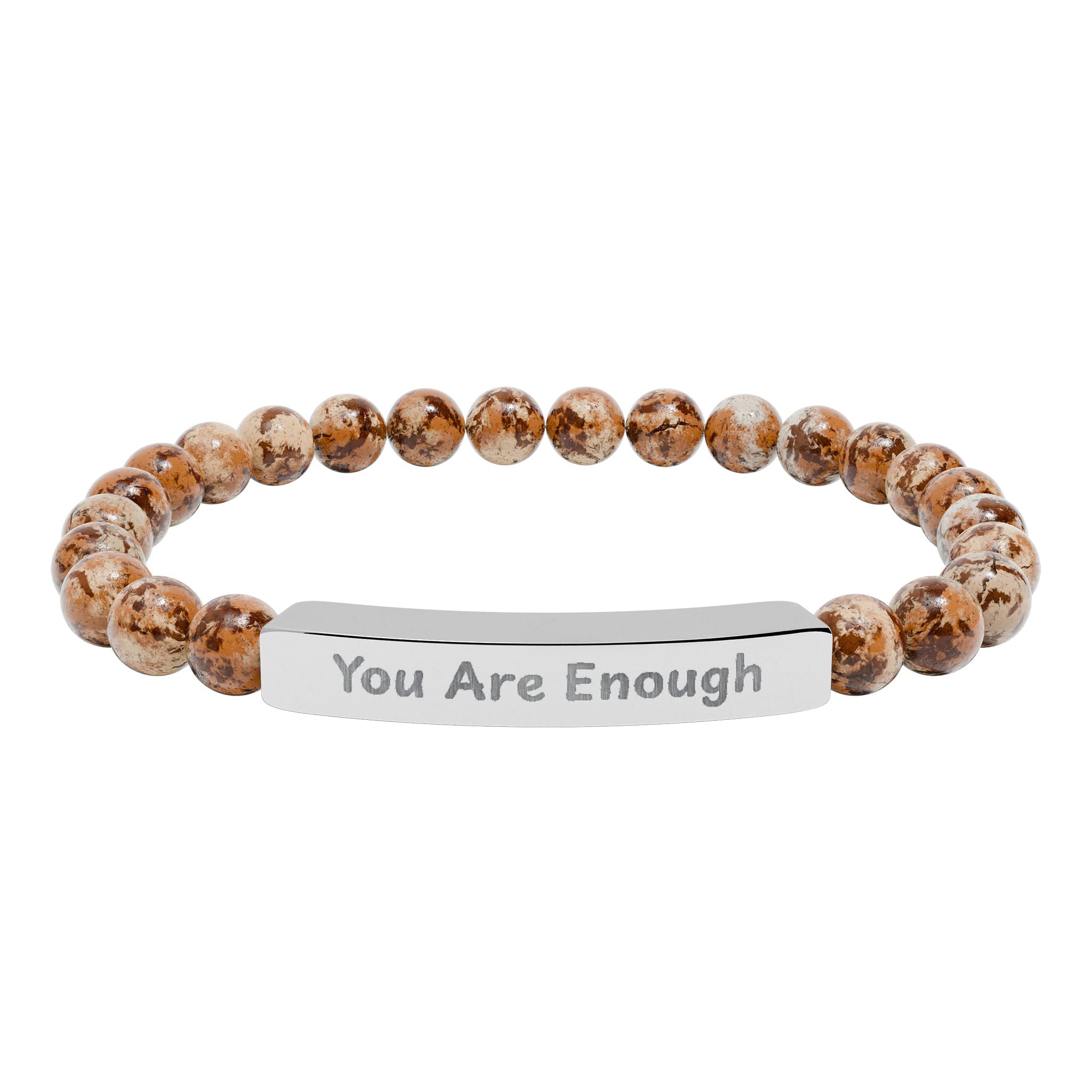 Engraved 'You Are Enough' Natural Stone Stretch Bracelet
