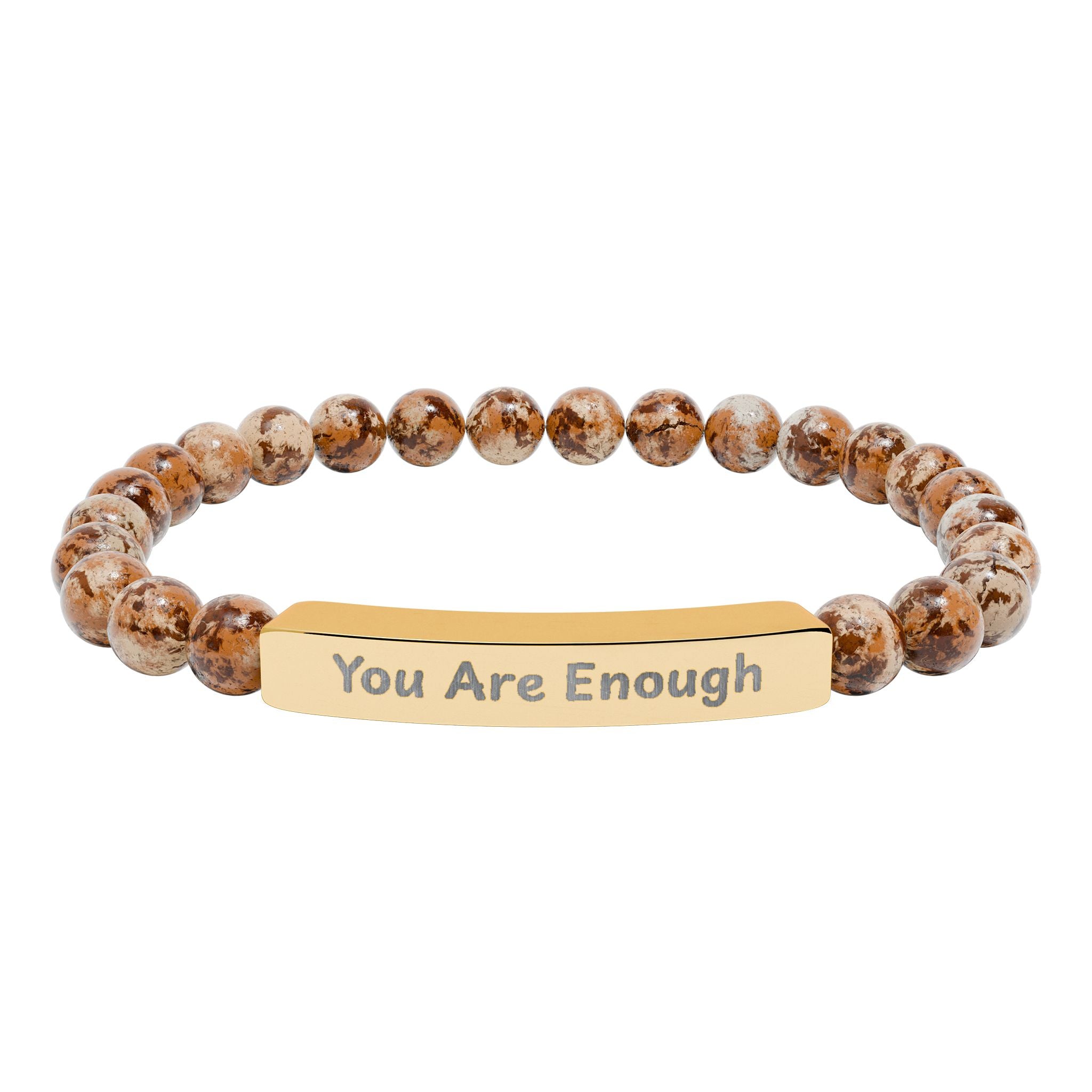 Engraved 'You Are Enough' Natural Stone Stretch Bracelet