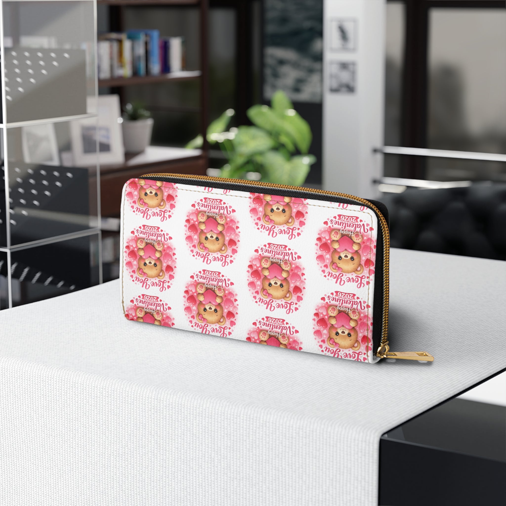 Valentine's 2026 Zipper Wallet — "Love You" Small Leather Wallet