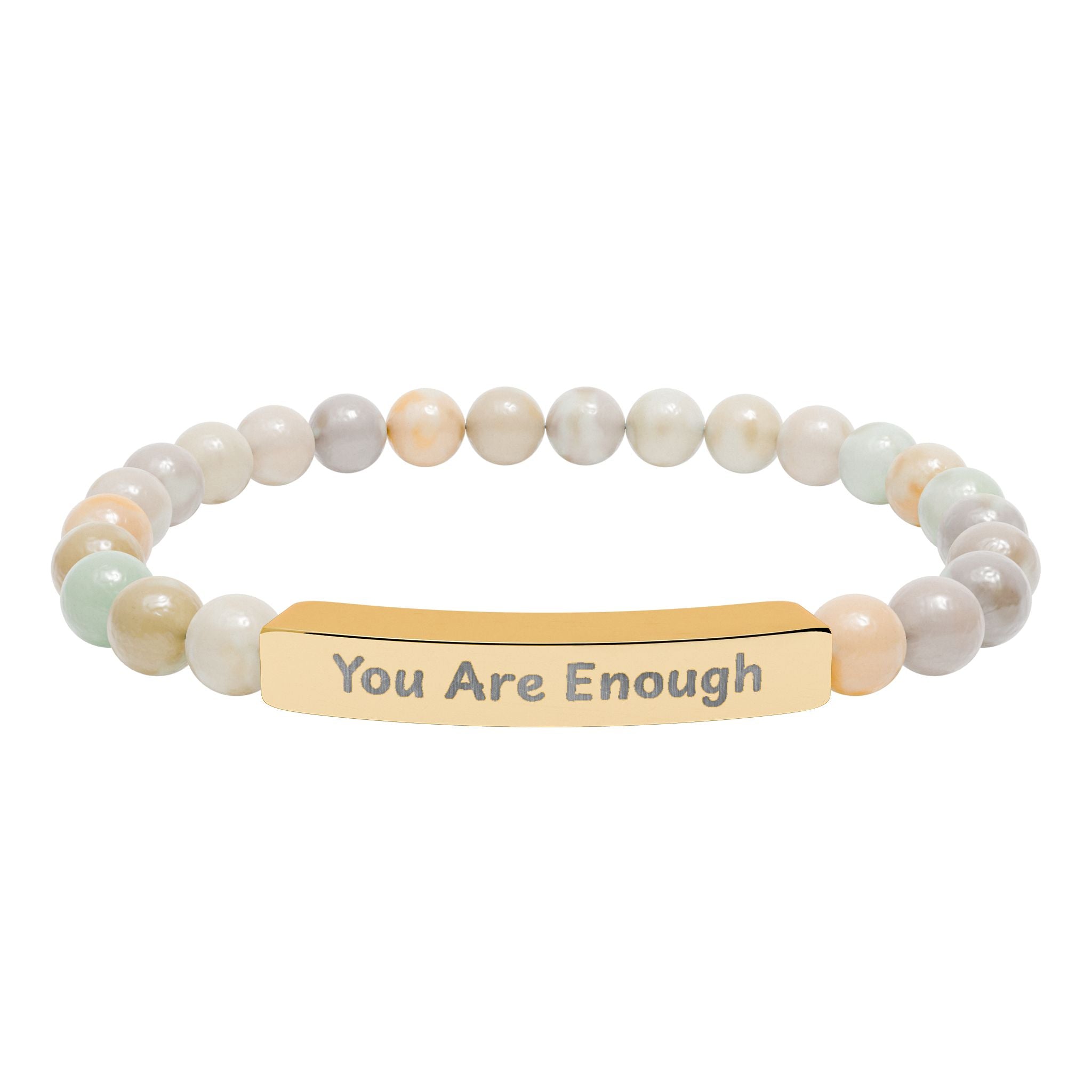 Engraved 'You Are Enough' Natural Stone Stretch Bracelet