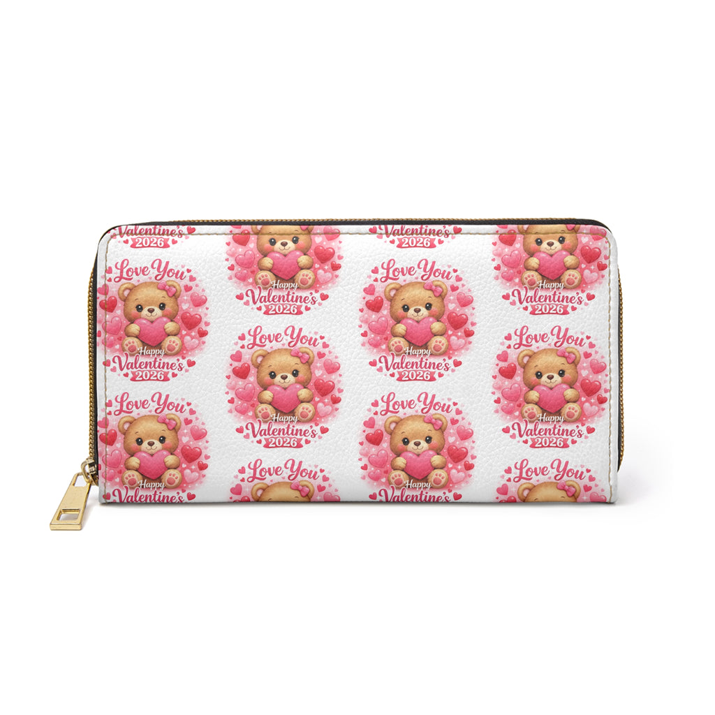 Valentine's 2026 Zipper Wallet — "Love You" Small Leather Wallet