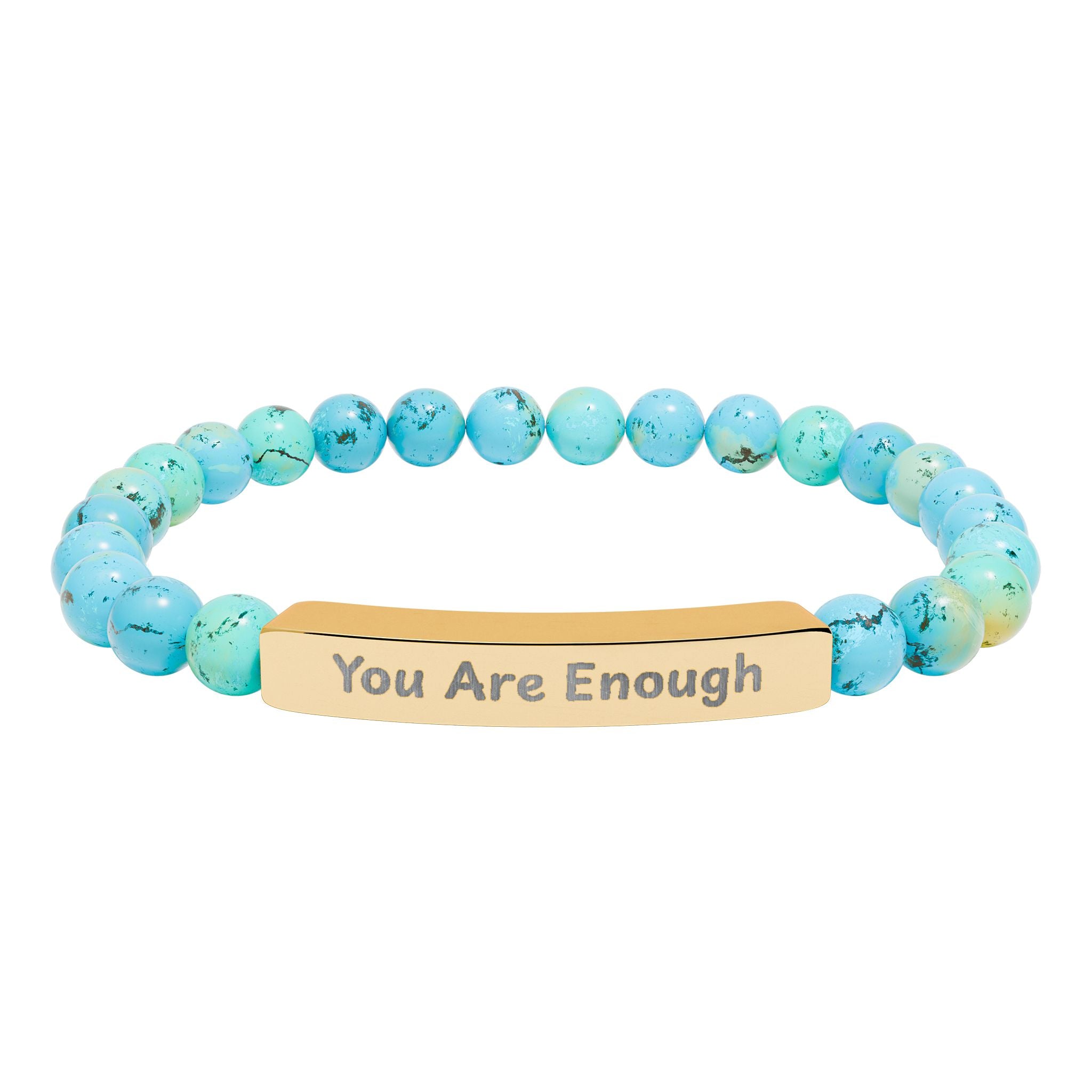 Engraved 'You Are Enough' Natural Stone Stretch Bracelet