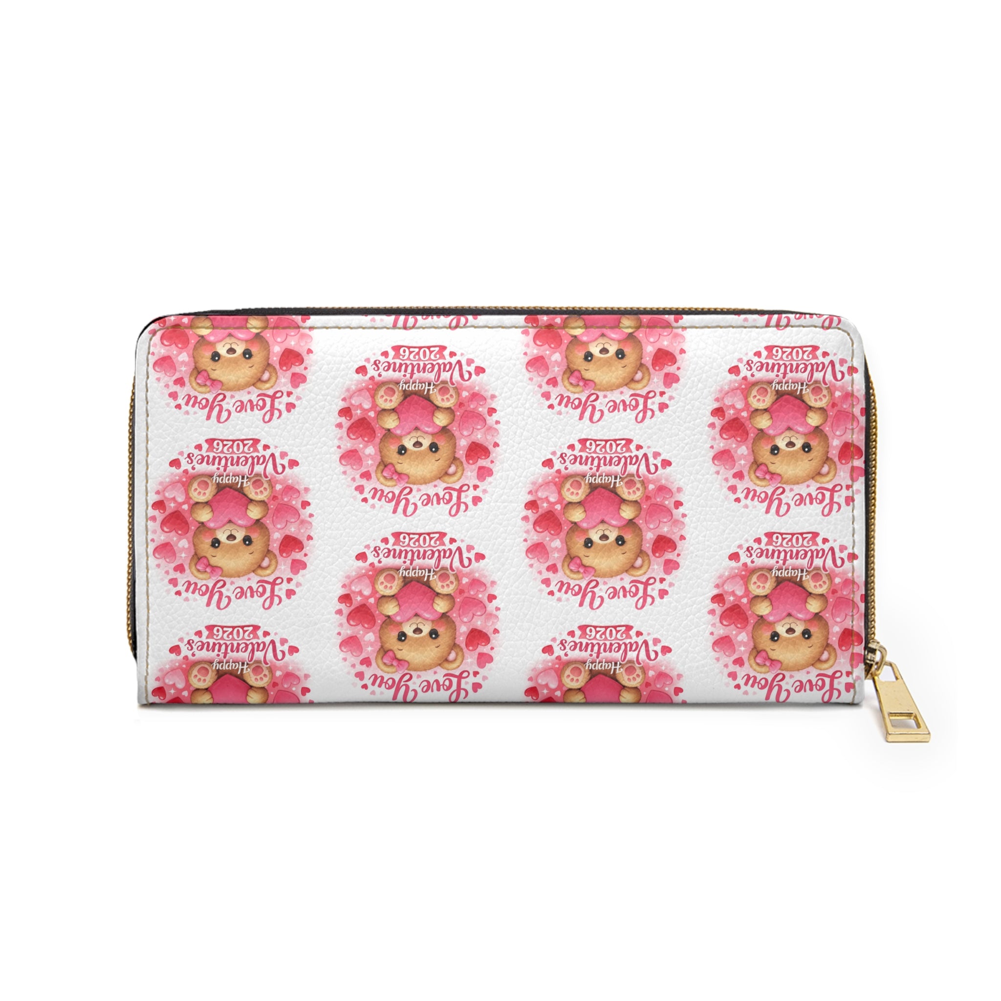 Valentine's 2026 Zipper Wallet — "Love You" Small Leather Wallet