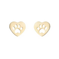 Pawfect Charm Heart Paw Cutout Stud Earrings
