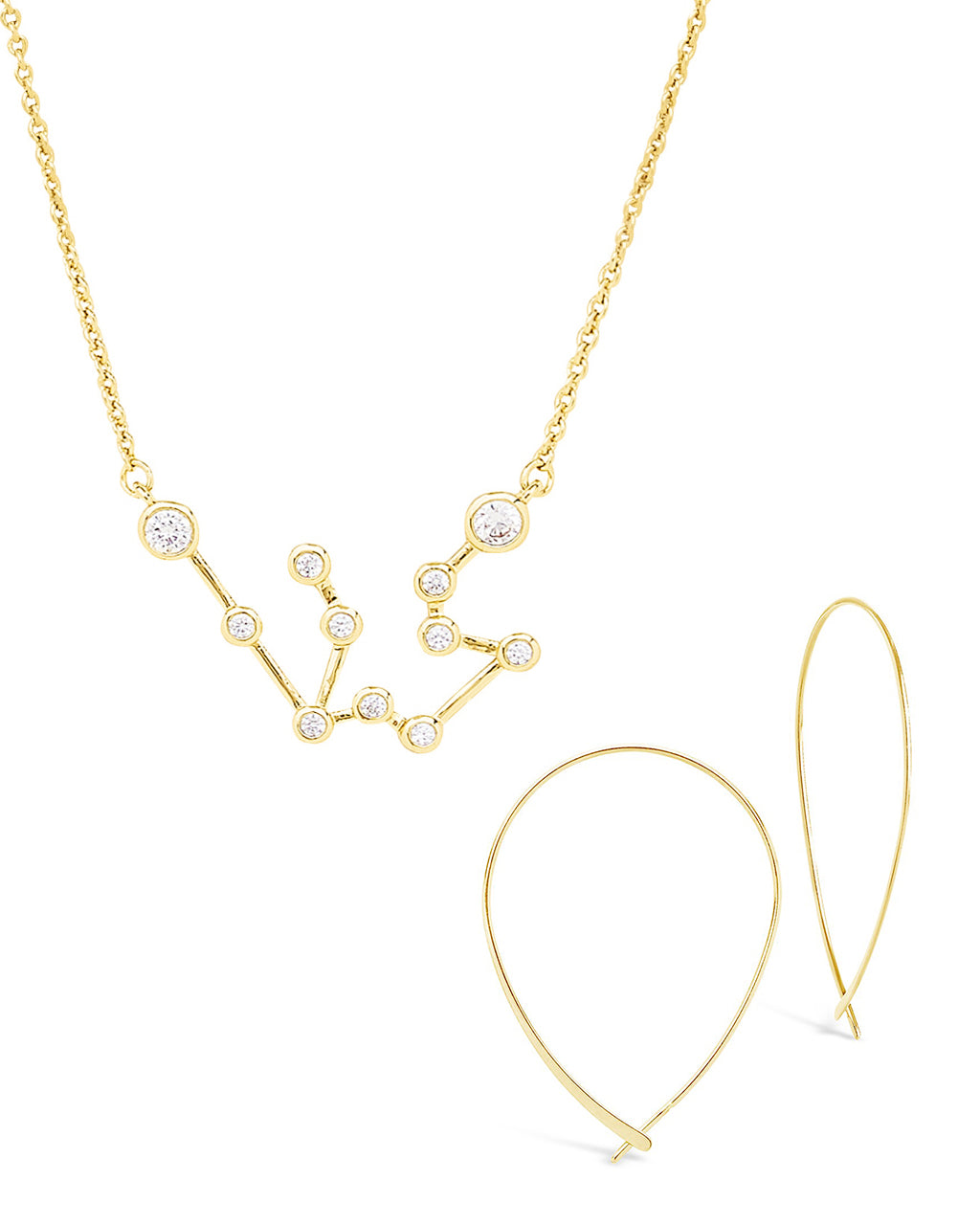 'When Stars Align Set' - Constellation Necklace & Delicate Threader Earrings Gold