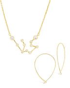 'When Stars Align Set' - Constellation Necklace & Delicate Threader Earrings Gold
